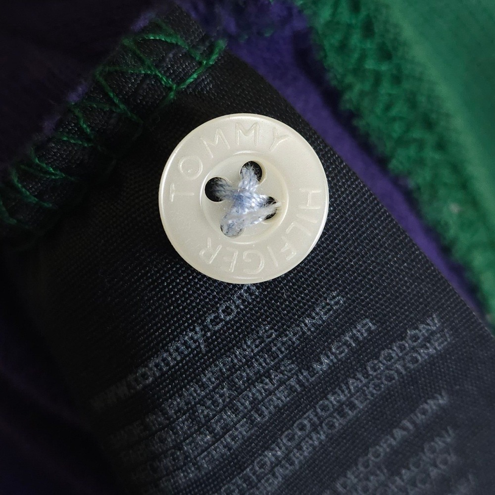 Tommy Hilfiger Rugby Polo Shirt Men's XL Slim Fit Green Purple Big Crest Logo - Picture 10 of 15